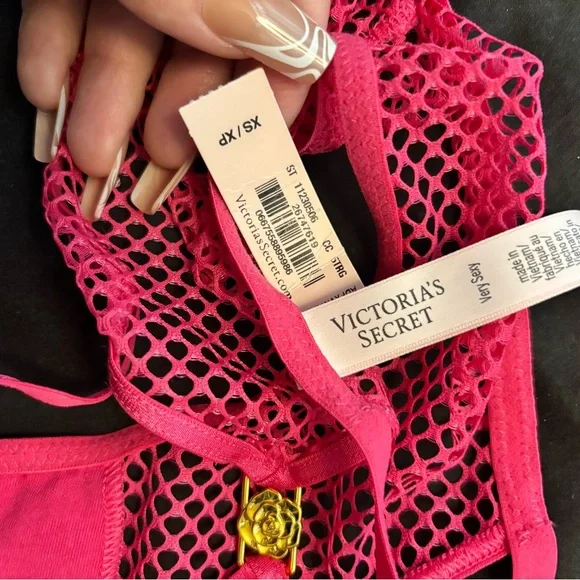 Victoria's Secret Fuchsia Mesh Lingerie - Picture 2 of 3